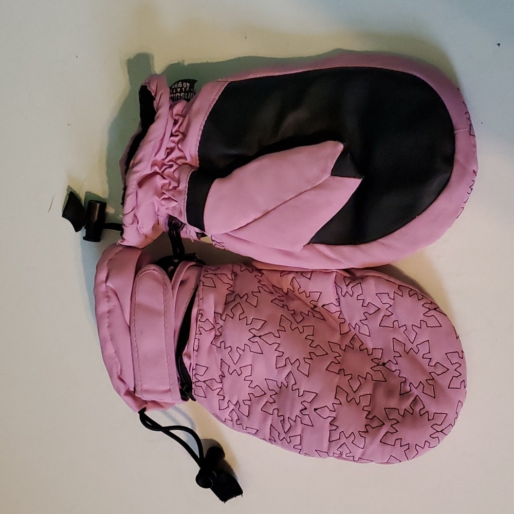 Thinsulate big girls fleece linned mittens with small zip poc…